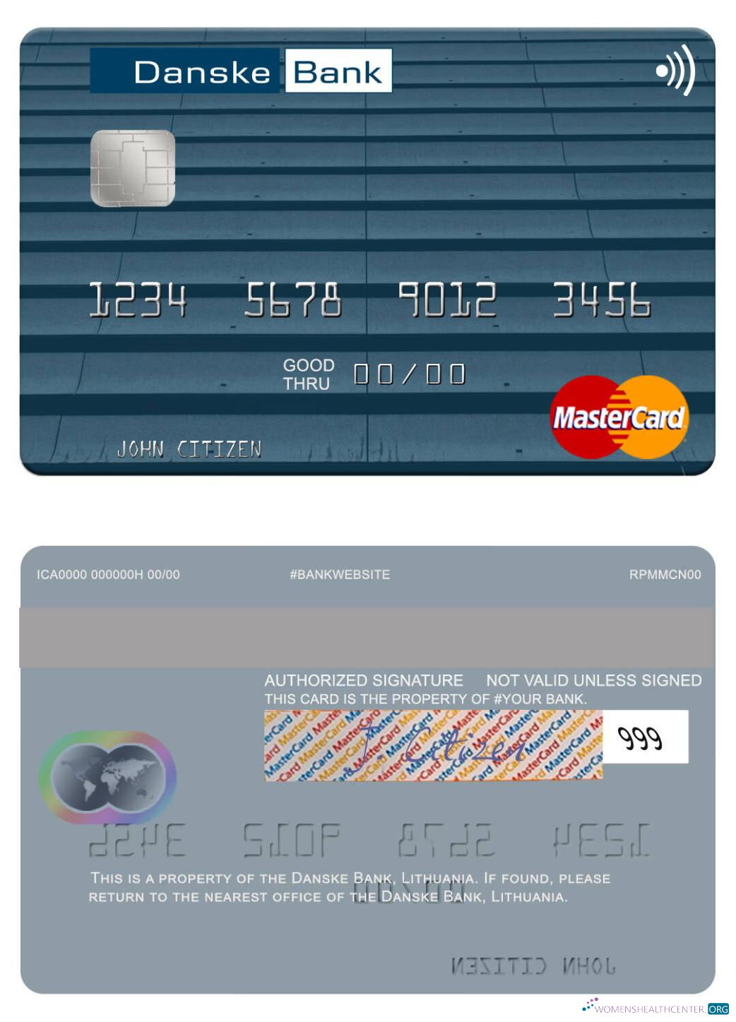 Download Lithuania Danske Bank mastercard Photoshop template